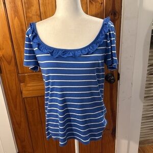 Lauren Ralph Lauren blue and white stipe tee shirt size L